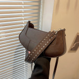 Deep Coffee Vintage Simplicity Solid Rivets Bags