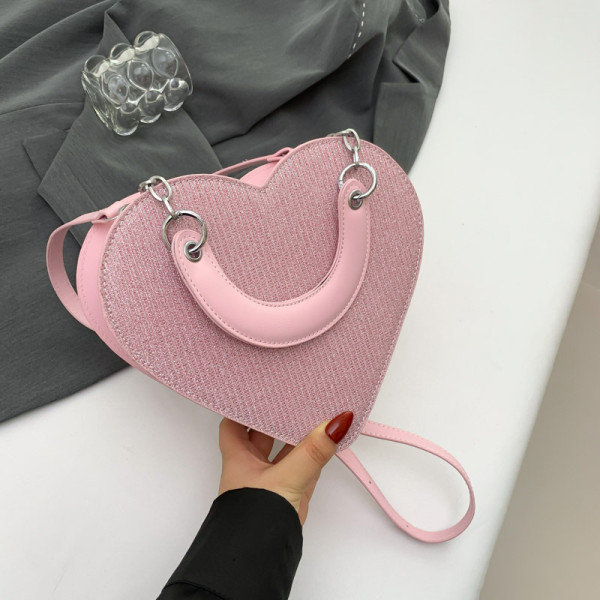 Pink Daily Heart Shaped Patchwork Zipper Bags