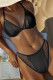 Black Sexy Sportswear Solid Hollowed Out Patchwork Swimwears