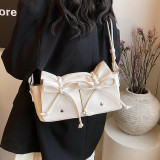 Pink Sweet Daily Solid Fold With Bow Bags
