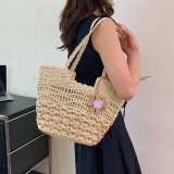Cream White Bohemian Vacation Solid Patchwork Weave Bags