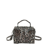 Brown Daily Leopard Patchwork Zipper Bags