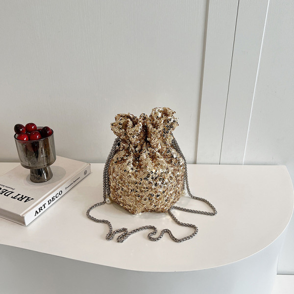 Gold Celebrities Color Block Sequins Patchwork Bags