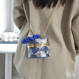 Blue Daily Vintage Print Patchwork Fold Bags