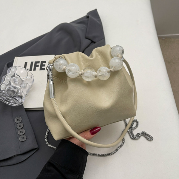 Khaki Sweet Simplicity Solid Chains Beaded Bags