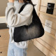 Black Daily Solid Patchwork Zipper Bags