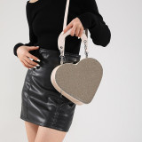 Black Daily Heart Shaped Patchwork Zipper Bags