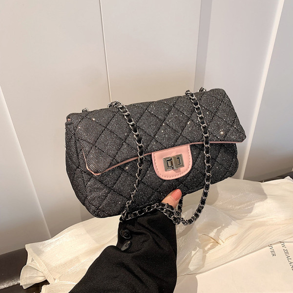 Black Simplicity Solid Rhombic Chains Bags