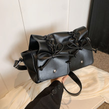 Black Sweet Daily Solid Fold With Bow Bags