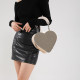 Silver Daily Heart Shaped Patchwork Zipper Bags