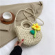 Apricot White Bohemian Vacation Solid Weave Flowers Bags