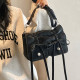 Black Daily Solid Bandage Patchwork Draw String Bags