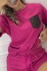 Rose Red Casual Letter Patchwork O Neck Short Sleeve Two Pieces