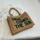 Khaki Daily Simplicity Letter Hollowed Out Contrast Bags