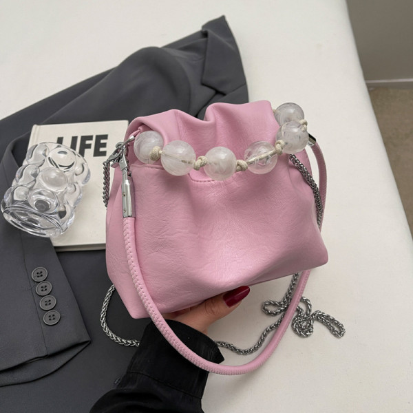 Pink Sweet Simplicity Solid Chains Beaded Bags