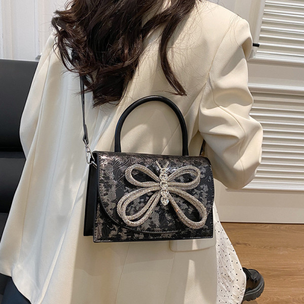 Black Daily Patchwork With Bow Bags