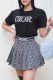 Black Casual Elegant Letter Embroidered Patchwork O Neck Short Sleeve Two Pieces