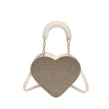 Pink Daily Heart Shaped Patchwork Zipper Bags