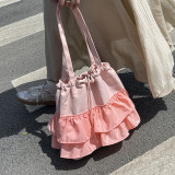 Pink Daily Patchwork Draw String Fold Bags