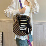 Deep Coffee Daily Plaid Patchwork Zipper Bags