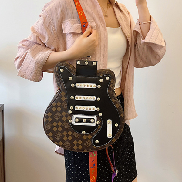 Deep Coffee Daily Plaid Patchwork Zipper Bags