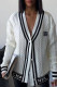 White Casual Letter Patchwork V Neck Tops