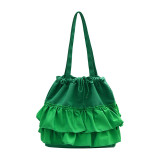 Green Daily Patchwork Draw String Fold Bags
