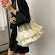 Cream White Daily Patchwork Draw String Fold Bags