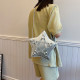 Silver Daily Geometric Patchwork Zipper Bags