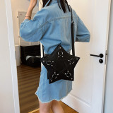 Black Daily Geometric Patchwork Zipper Bags