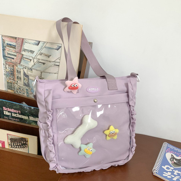 Purple Daily Solid Patchwork Fold Bags
