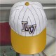 Yellow Casual Street Letter Striped Patchwork Hat