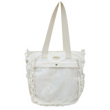 White Daily Solid Patchwork Fold Bags