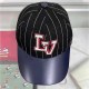 Blue Casual Street Letter Striped Patchwork Hat