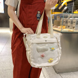 White Daily Solid Patchwork Fold Bags