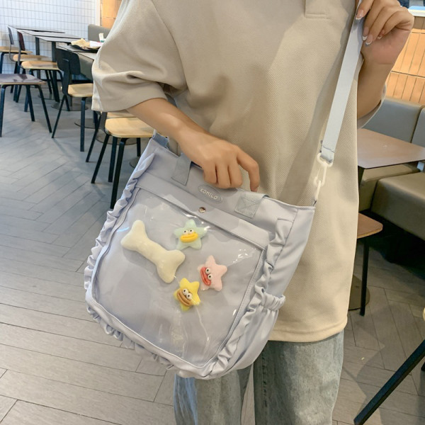 Blue Daily Solid Patchwork Fold Bags
