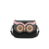 Black Daily Character Patchwork Zipper Bags