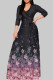 Purple Elegant Print Bandage Patchwork V Neck A Line Dresses