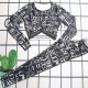 Black Sportswear Letter Patchwork Asymmetrical Swimwears