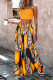 Yellow Casual Print Draw String Fold Spaghetti Strap Sleeveless Two Pieces