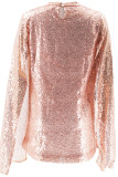Rose Gold Elegant Solid Sequins Patchwork Mandarin Collar Straight Dresses
