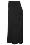 Black Elegant Solid Patchwork Slit Plus Size