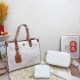 White Casual Simplicity Letter Plaid Patchwork Zipper Bags