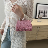 Gold Celebrities Elegant Solid Sequins Chains Bags