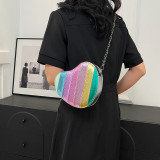 Silver Daily Color Block Heart Shaped Patchwork Zipper Bags