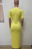 Purple Casual Street Solid Patchwork Pocket O Neck Long Dresses