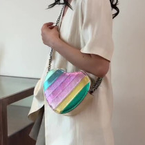 Gold Daily Color Block Heart Shaped Patchwork Zipper Bags