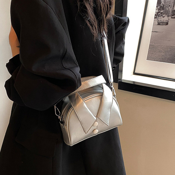 Silver Daily Patchwork Zipper Bags