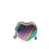 Silver Daily Color Block Heart Shaped Patchwork Zipper Bags