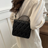 Black Daily Simplicity Plaid Patchwork Bags